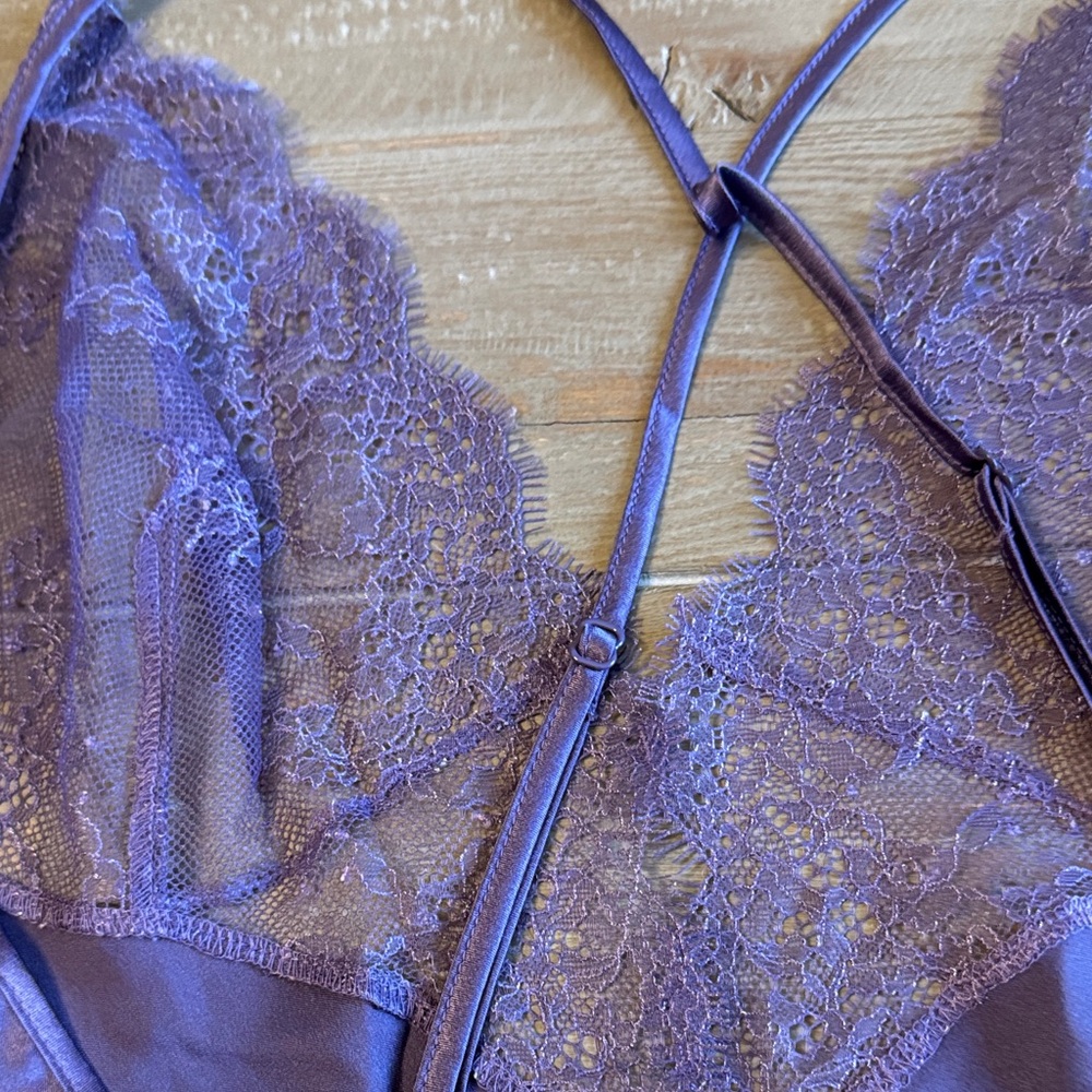 Victoria's Secret Lavender Satin Lace Slip Dress Lingerie - Large - Like New - Picture 10 of 14